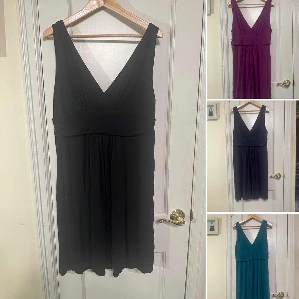 Lot of 4 - Loft dresses black, navy, teal, mulberry
